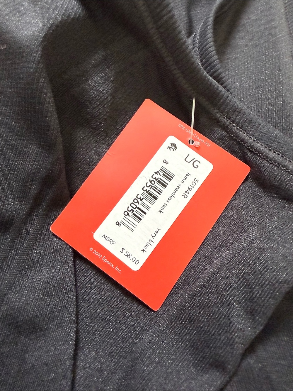 NWT Spanx Look At Me Now Seamless Tank Top L Black 50194R Activewear Racerback - Picture 5 of 8